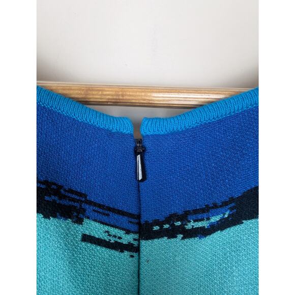 NEW Issa London Abstract Stripe Fit & Flare Dress Blue L - Picture 6 of 8